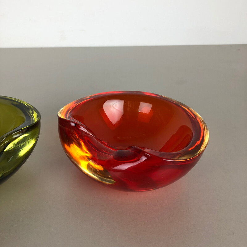 Pair of vintage murano glass bowls by Cenedese Vetri, Italy 1960