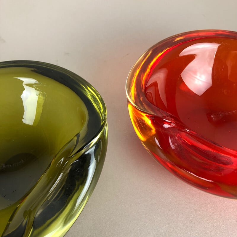 Pair of vintage murano glass bowls by Cenedese Vetri, Italy 1960