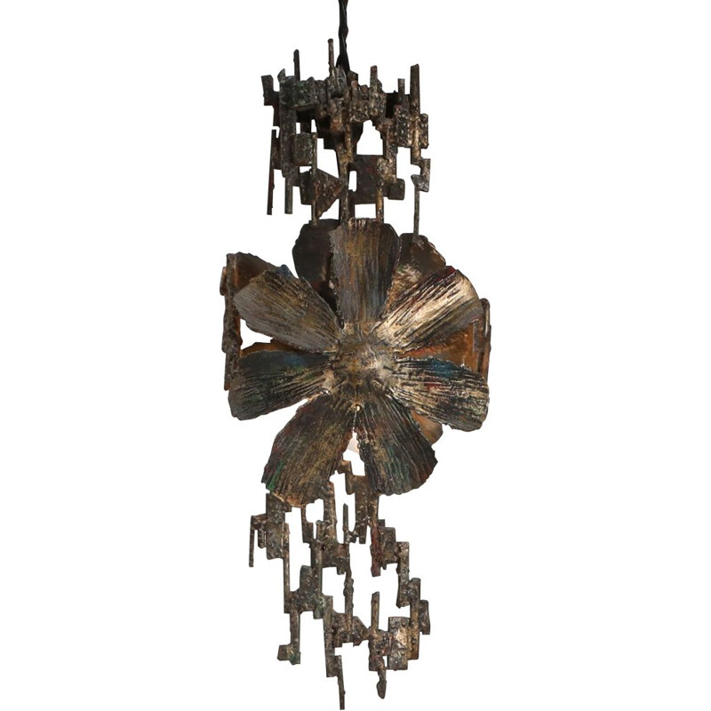 Vintage Brutalist Chandelier by Salvino Marsura Italy 1970s