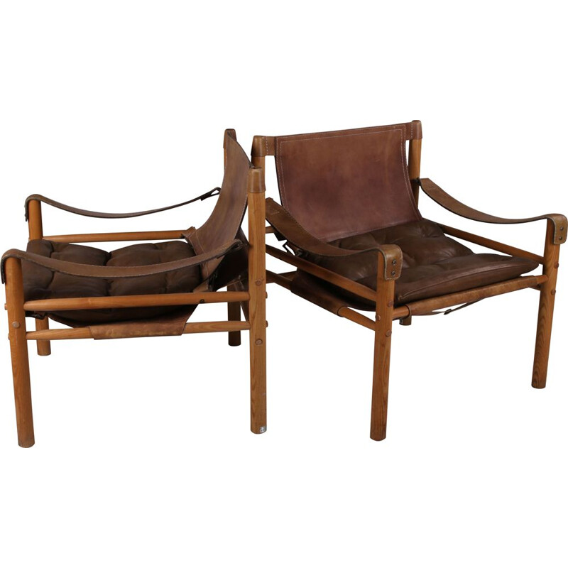 Pair of vintage Safari Chairs Sirocco Van Arne Norell Sweden 1960s