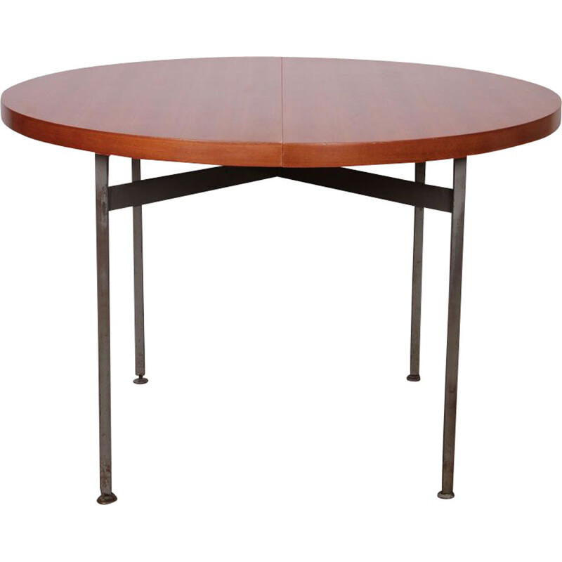 Vintage round table with extensions by Gérard Guermonprez 1950s