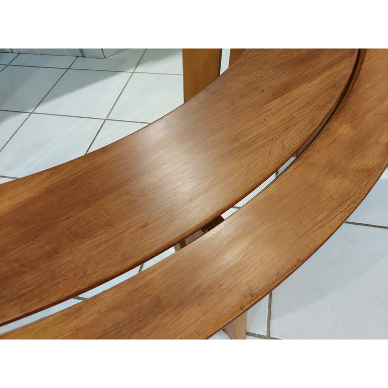 Pair of vintage curved elm benches by Pierre Chapo 1970s