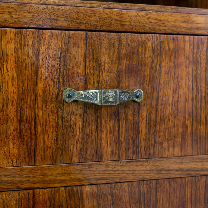 Vintage cabinet in Burl Walnutt with marble table top Art deco