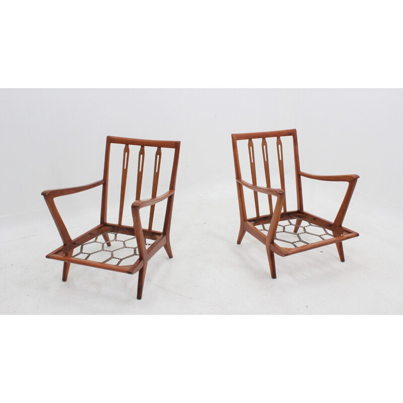 Pair of vintage Gio Ponti armchairs Cassina 1950s