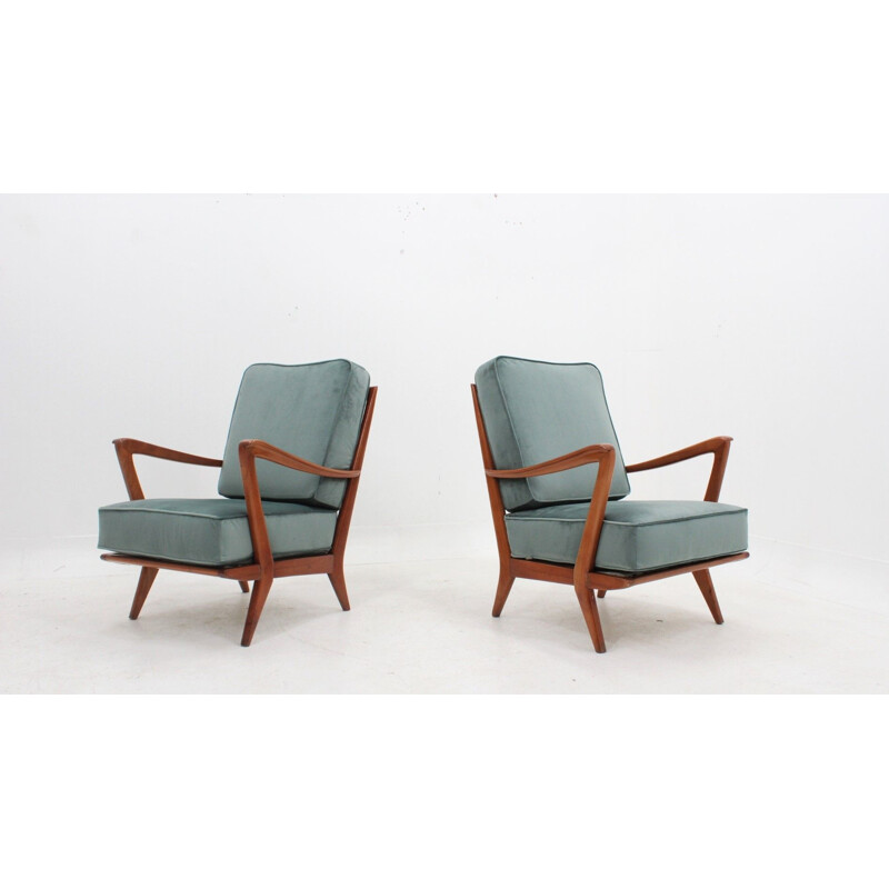 Pair of vintage Gio Ponti armchairs Cassina 1950s