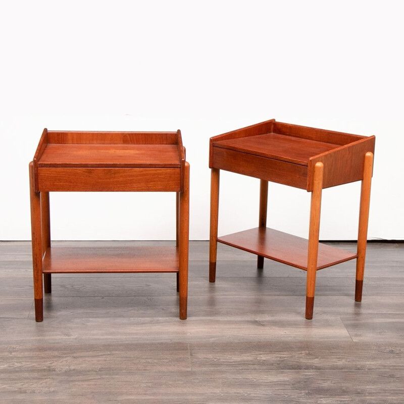 Pair of vintage Teak Side Tables by Borge Mogensen for Soborg Mobelfabrik Denmark 1960s