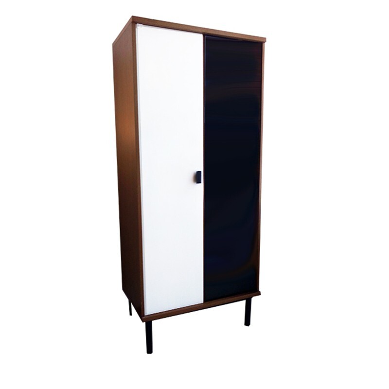 Cabinet in wood and metal white and black- 1950s