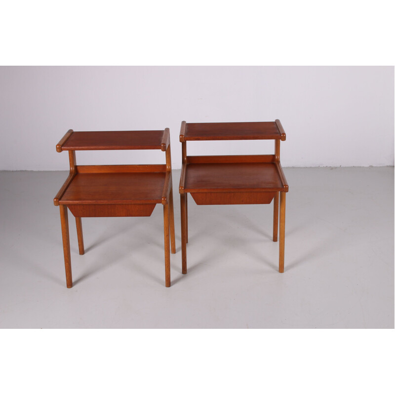 Pair of vintage teak bedside tables Danish