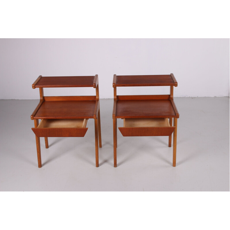 Pair of vintage teak bedside tables Danish