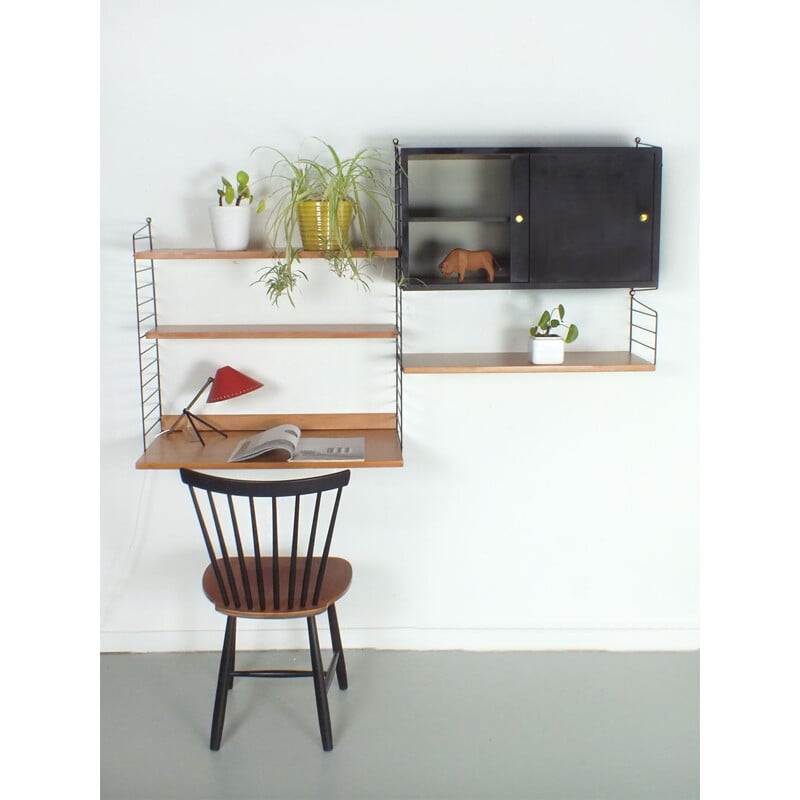 Vintage String wall system with cabinet and writing shelf 1948s