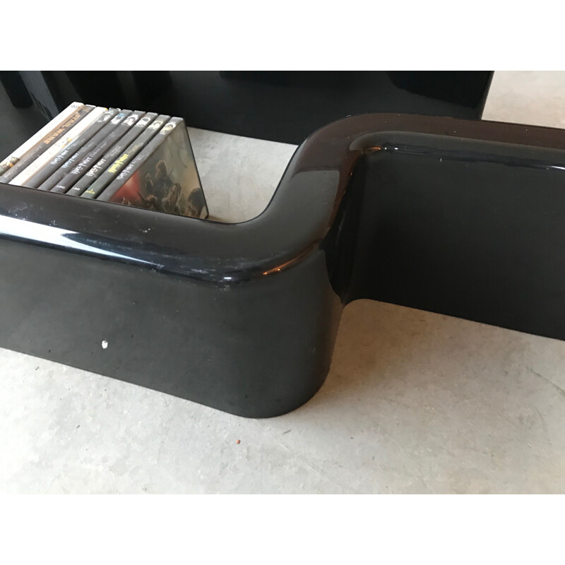 Pair of vintage black plastic shelves 1970s