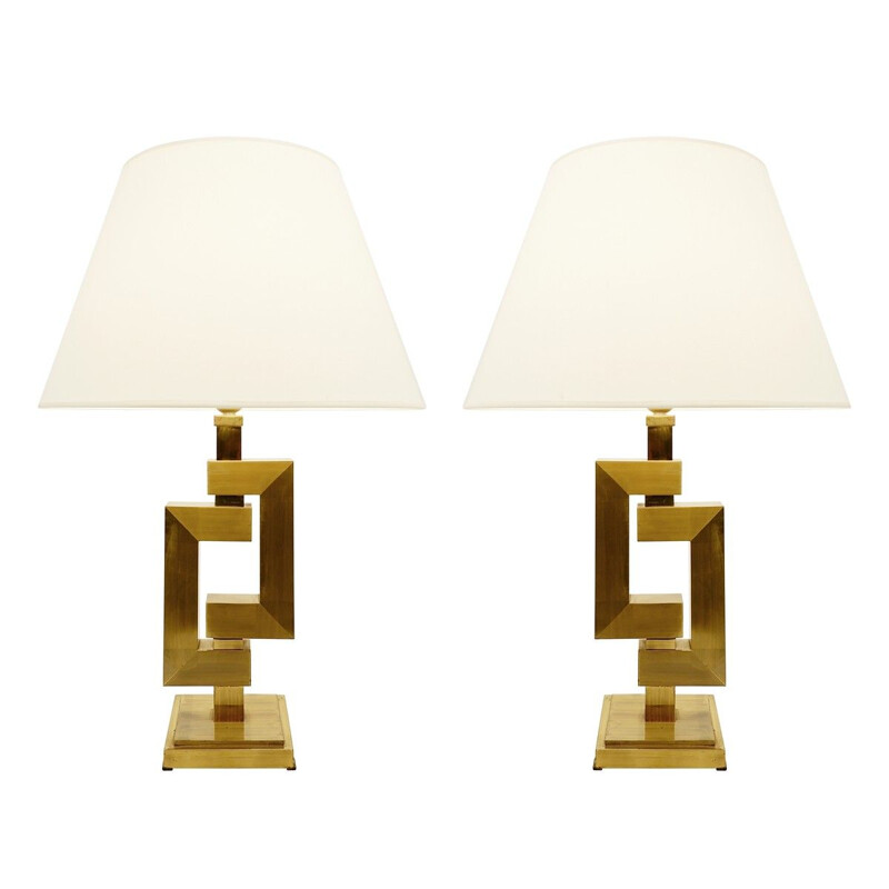 Pair of vintage brass table lamps Romeo Rega Italy 1970s