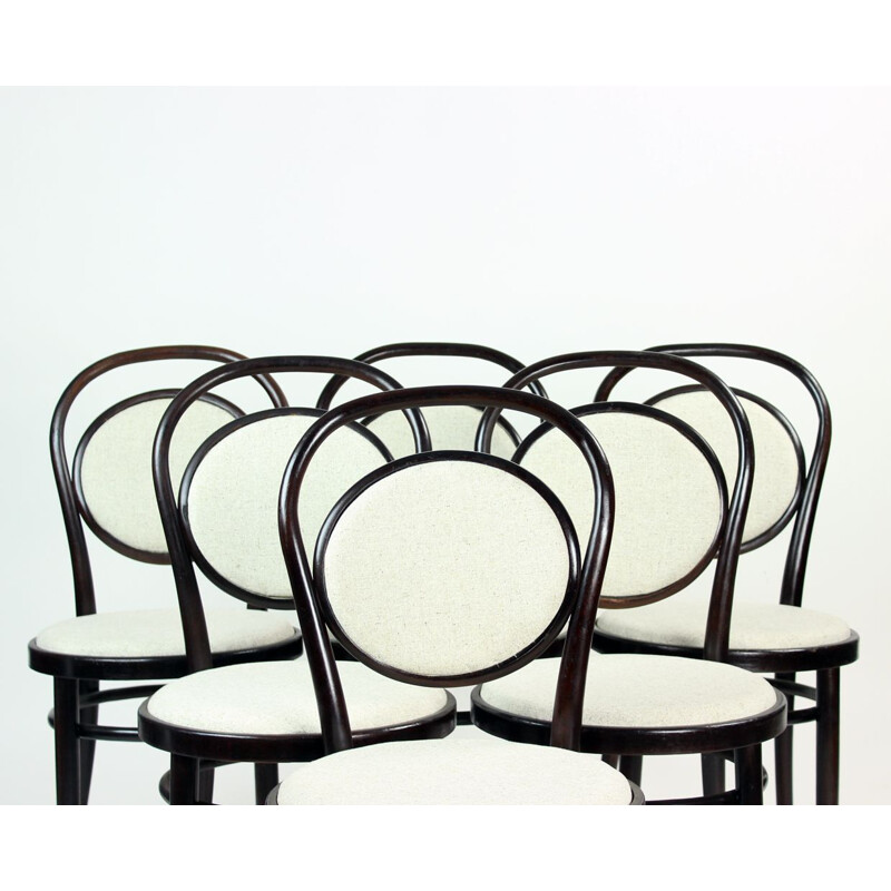 Conjunto de 6 cadeiras de madeira dobrada romena Thonet 1940