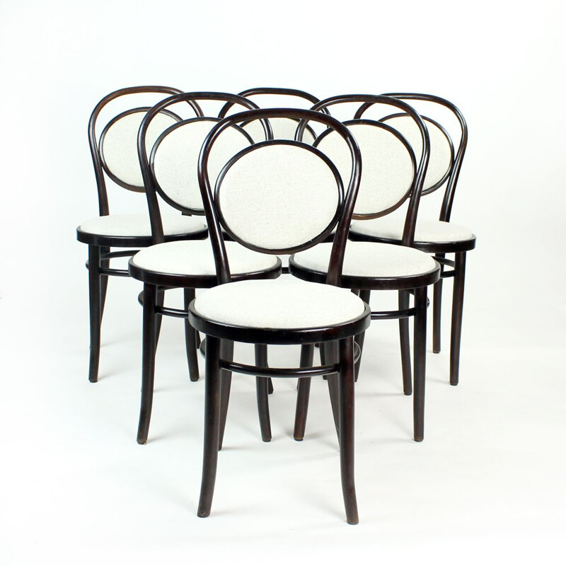 Set von 6 rumänischen Vintage-Stühlen aus gebogenem Holz Thonet 1940