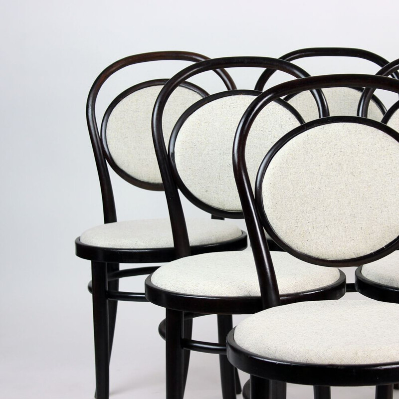 Set von 6 rumänischen Vintage-Stühlen aus gebogenem Holz Thonet 1940