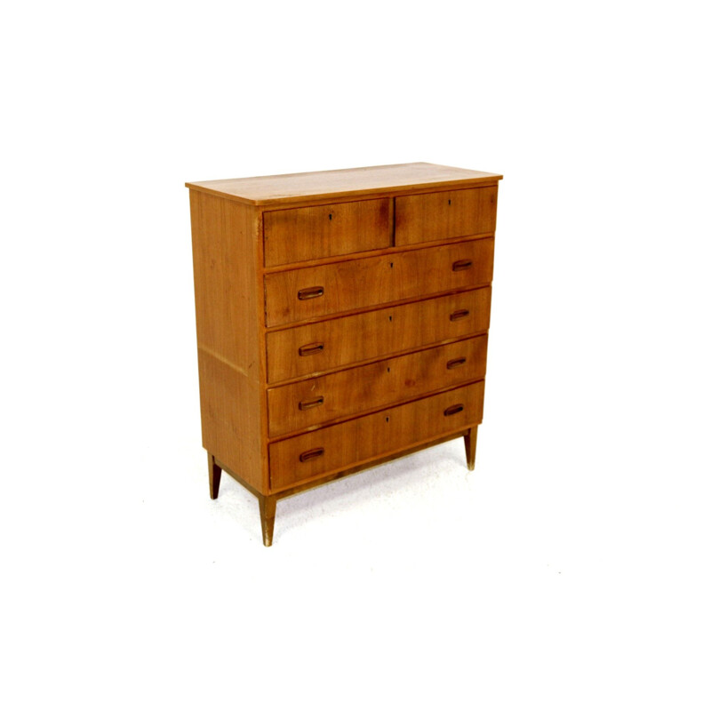 Vintage teak and beechwood chest of drawers Sweden 1950