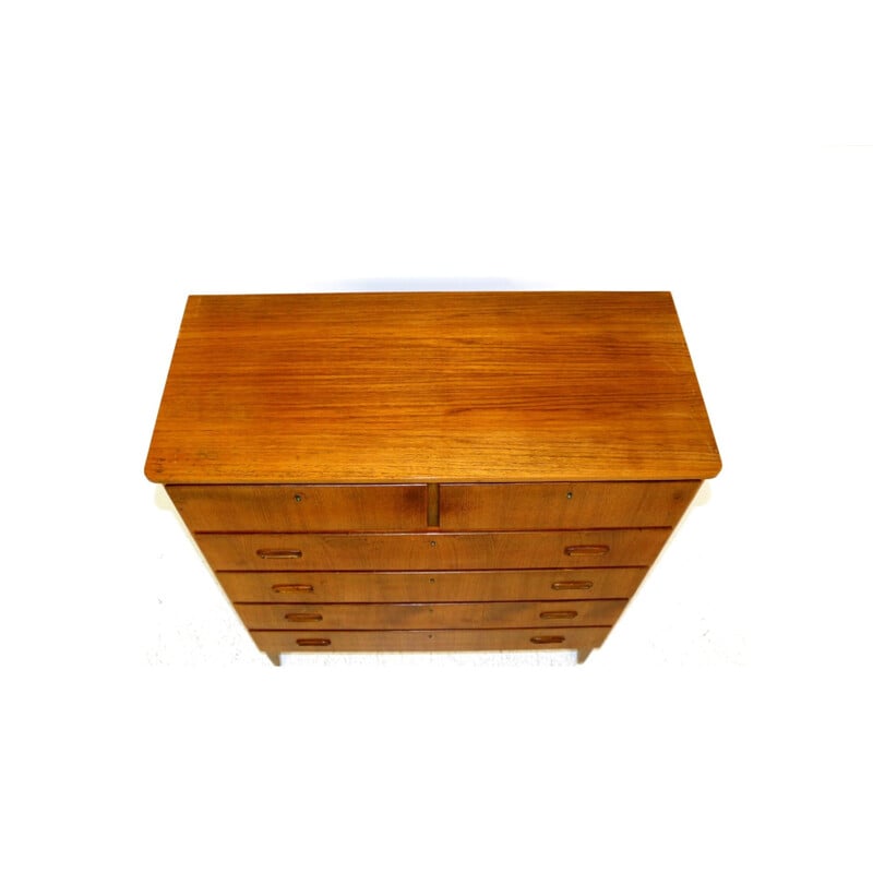 Vintage teak and beechwood chest of drawers Sweden 1950
