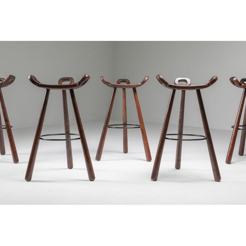 Set of 5 vintage bar stools by Carl Malmsten Scandinavian 1950s