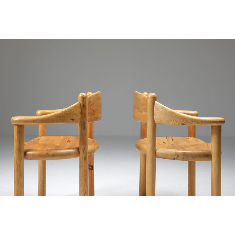 Pair of 6 Vintage Pine Armchairs by Rainer Daumiller 1970s