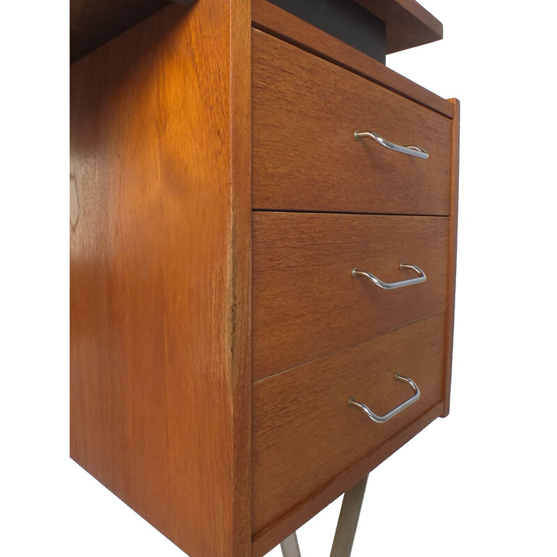 Vintage Teak desk with hairpin legs and floating top Tijsseling 1960s