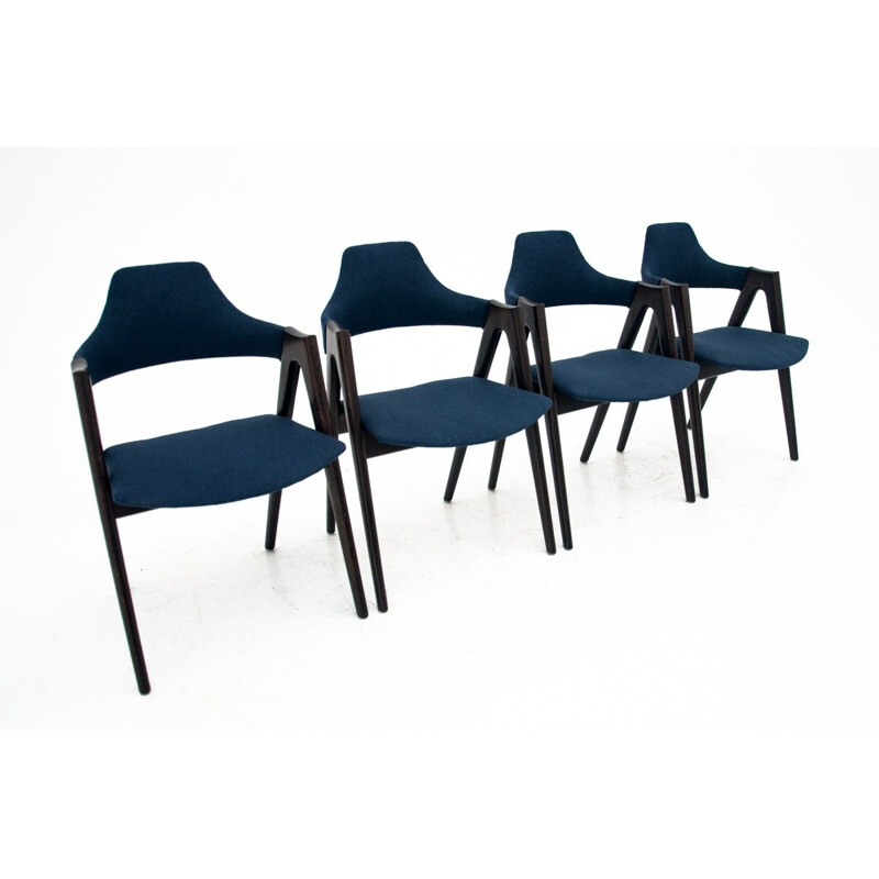 Set of 4 vintage Compass dining room chairs by Kai Kristiansen Denmark 1960s