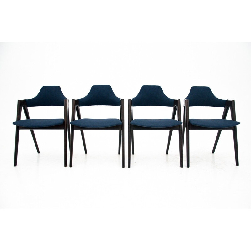 Set of 4 vintage Compass dining room chairs by Kai Kristiansen Denmark 1960s