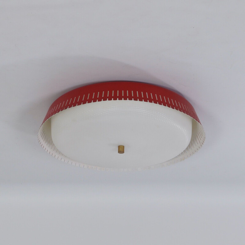 Vintage Red Bent Karlby Ceiling Lamp 1960s