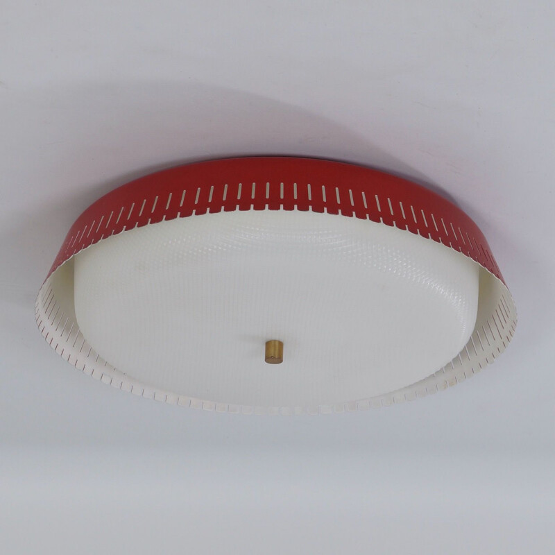 Vintage Red Bent Karlby Ceiling Lamp 1960s