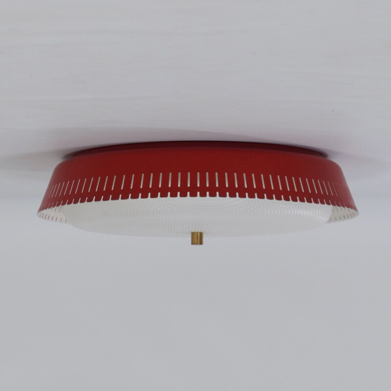 Vintage Red Bent Karlby Ceiling Lamp 1960s
