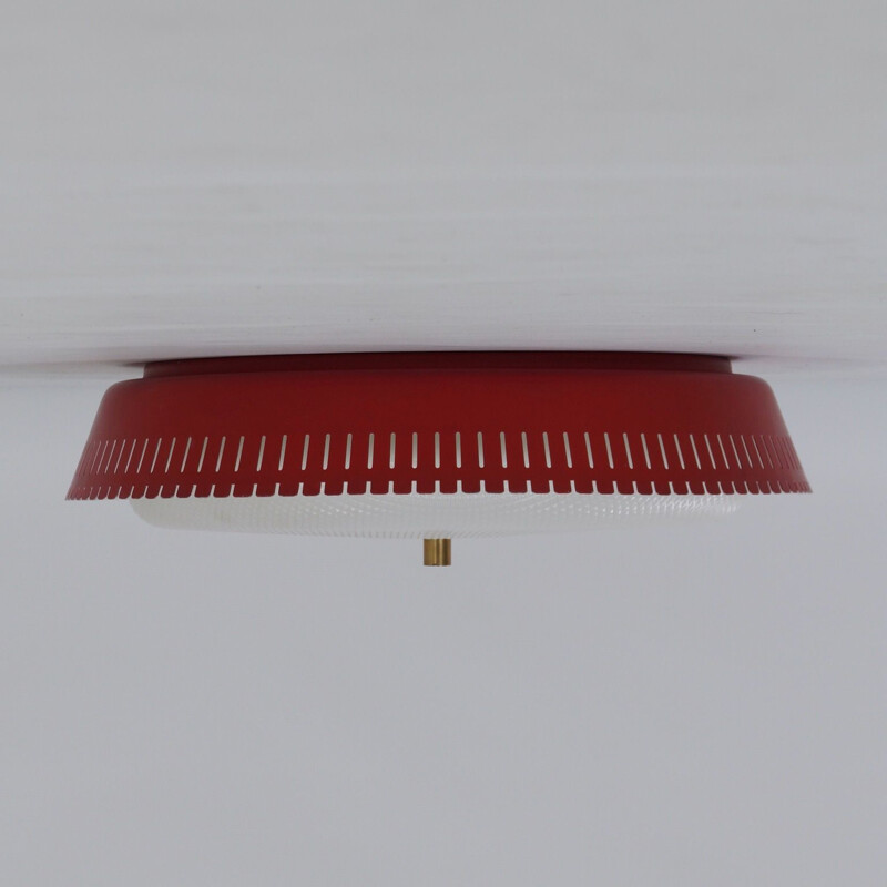 Vintage Red Bent Karlby Ceiling Lamp 1960s