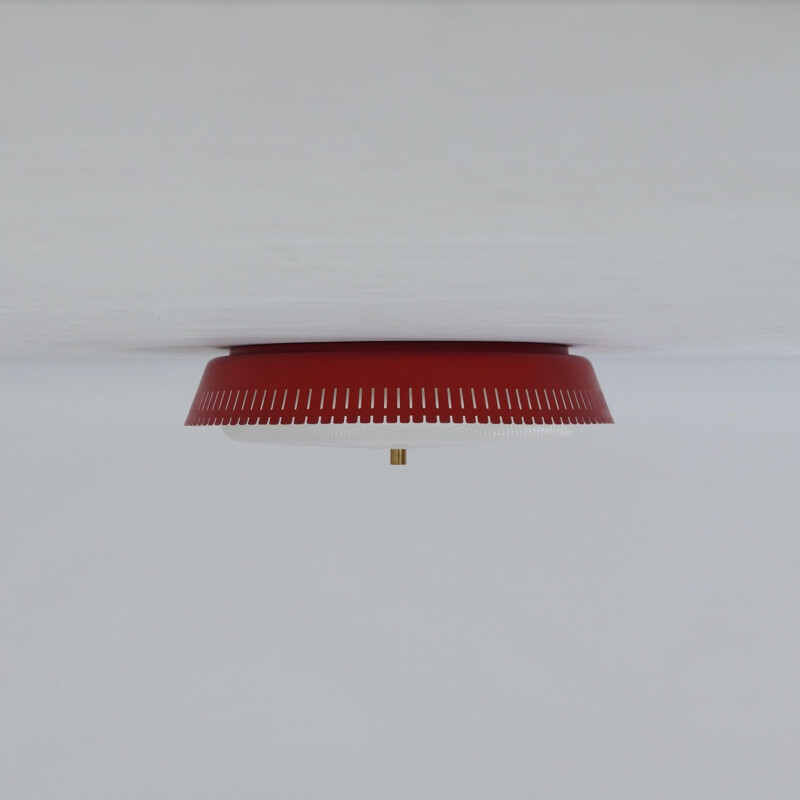 Vintage Red Bent Karlby Ceiling Lamp 1960s