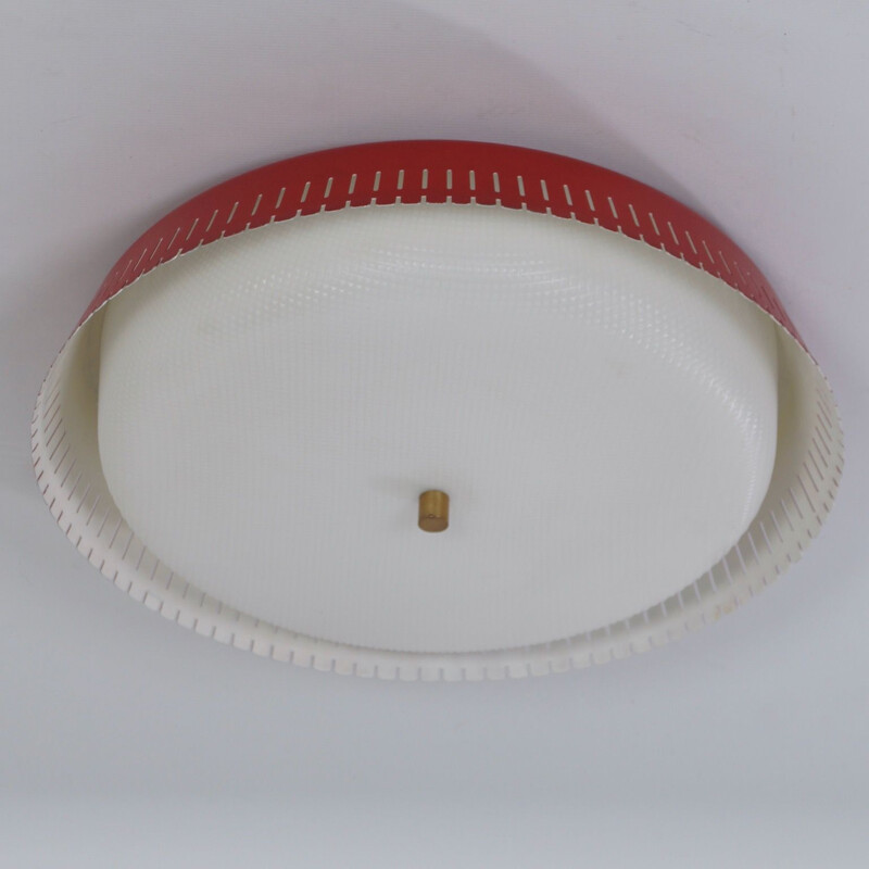 Vintage Red Bent Karlby Ceiling Lamp 1960s