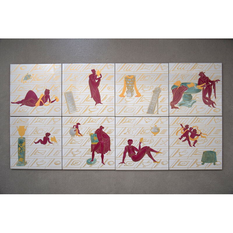 Vintage Ceramic Tiles with La Conversazione Classica by Gio Ponti 1925s