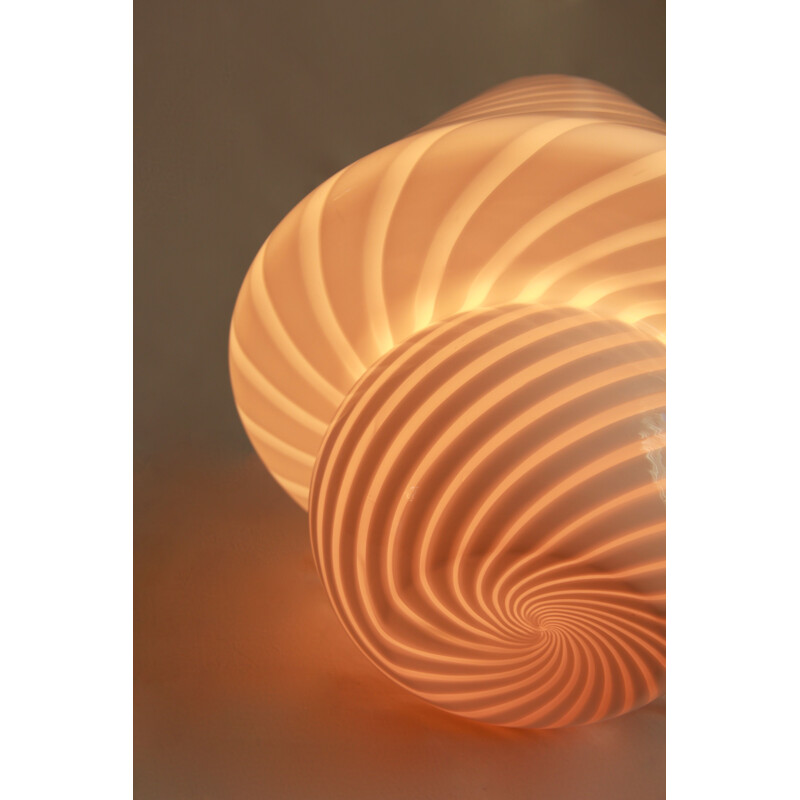 Vintage Pink Murano Swirl Mushroom Lamp Italy 1970s