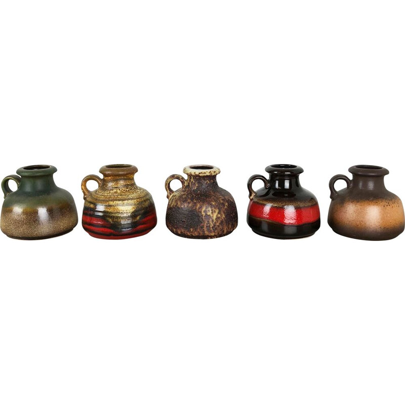 Set of 5 vintage fat lava ceramic vases by Scheurich, Germany 1970