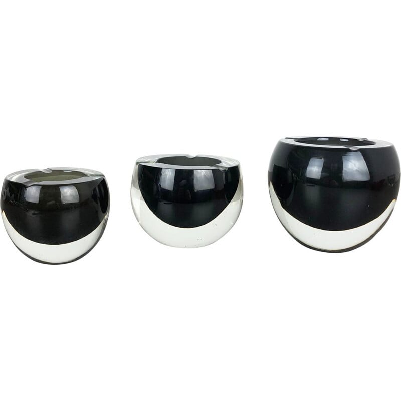 Set of 3 vintage murano glass ashtrays by Antonio da Ros for Cenedese, 1960