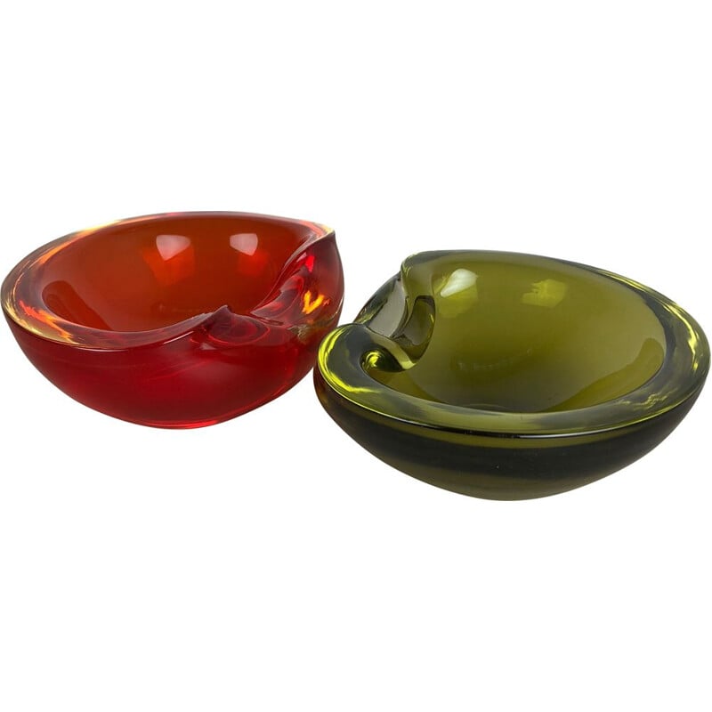 Pair of vintage murano glass bowls by Cenedese Vetri, Italy 1960