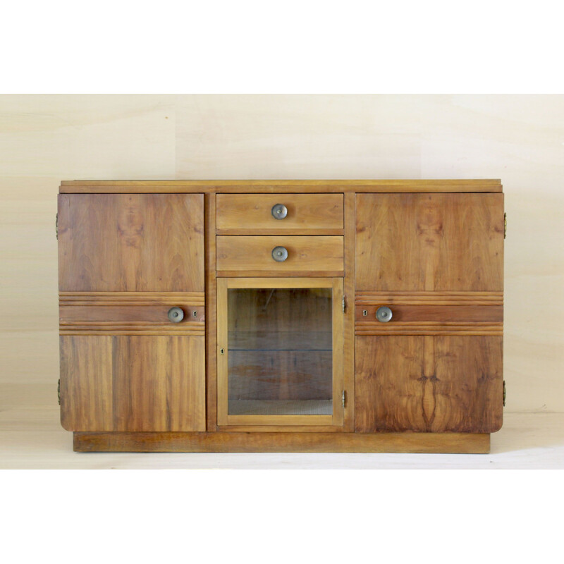 Vintage art deco chest of drawers in solid walnut, Italy 1930