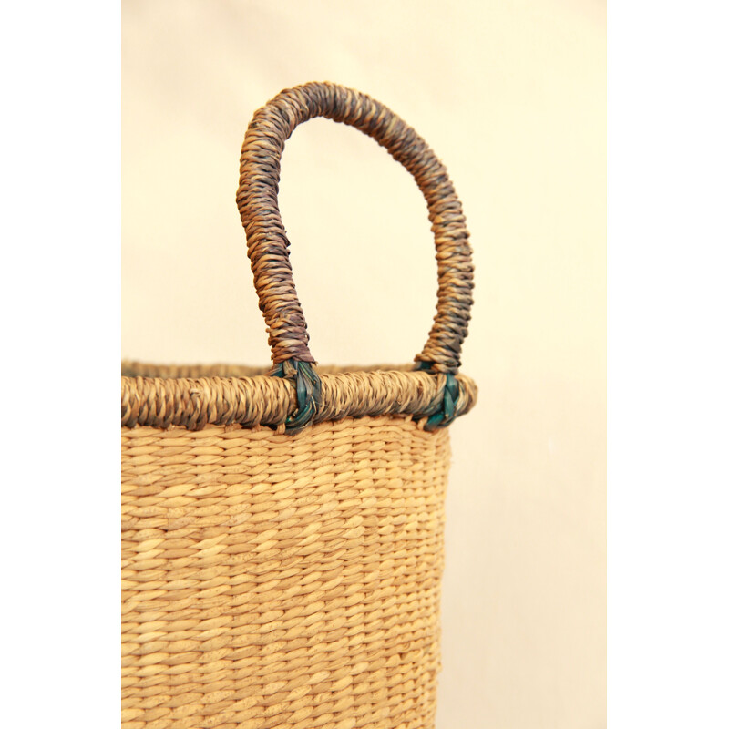 Vintage Wicker Plant Holder Italy 1970s