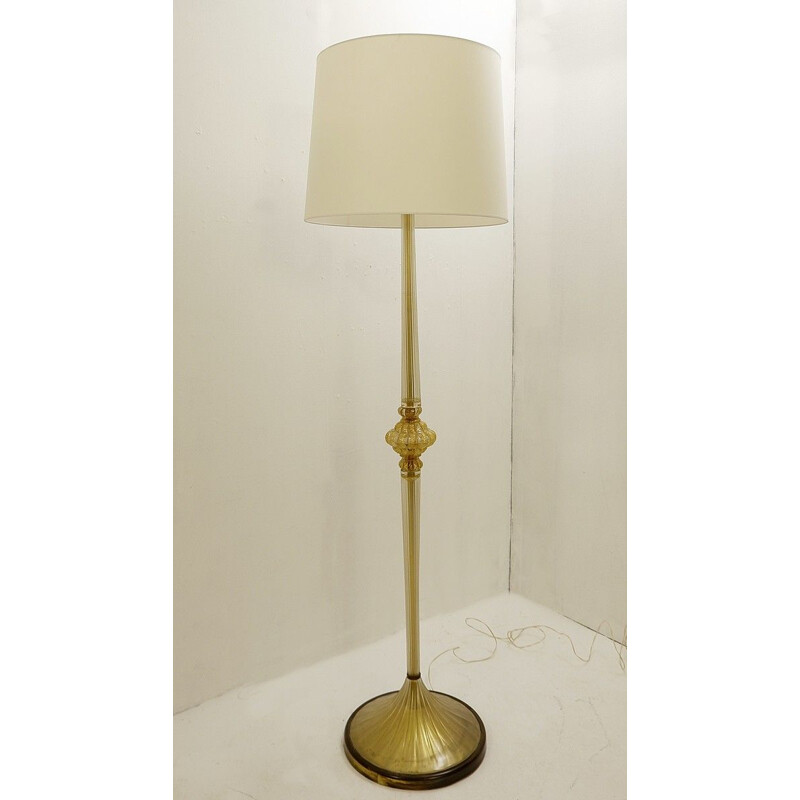 Vintage floor lamp Murano De Barovier & Toso 1950s