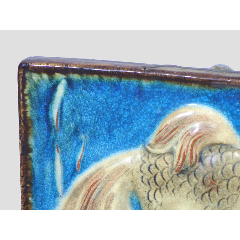 Vintage ceramic fish wall plaque 1950s