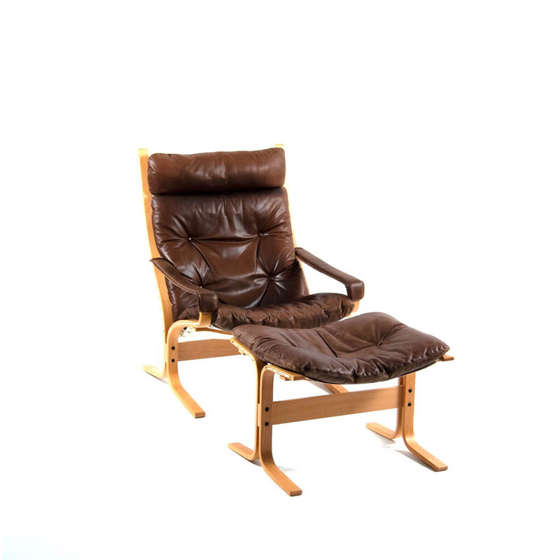 Chaise de sieste et tabouret vintage d'Ingmar Relling pour Westnofa 1960  