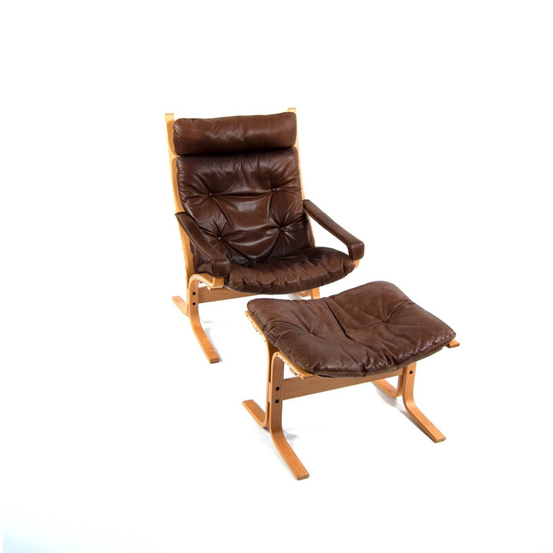 Vintage Siesta Chair and Ottoman by Ingmar Relling for Westnofa 1960s  