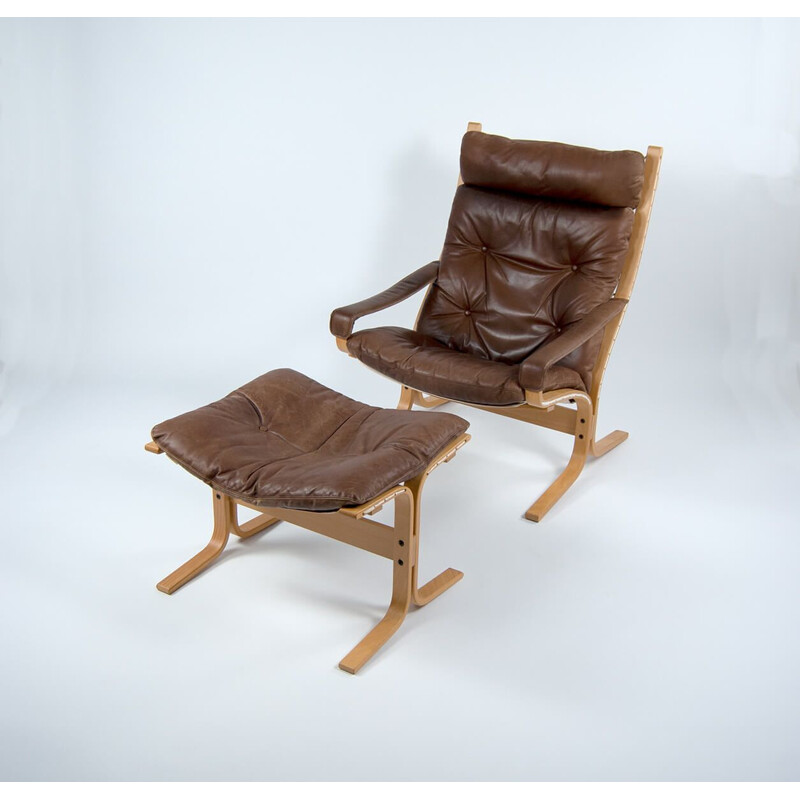 Vintage Siesta Chair and Ottoman by Ingmar Relling for Westnofa 1960s  