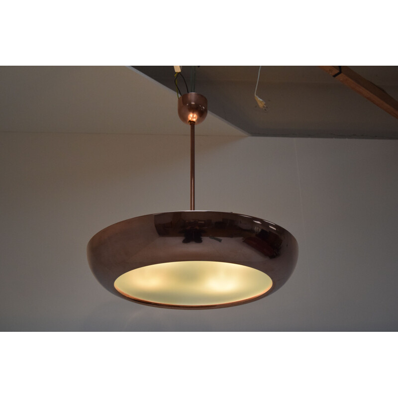 Vintage Functionalist Brass Pendant UFO By Josef Hurka for Napako,1930s