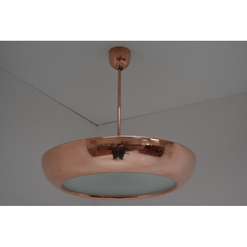 Vintage Functionalist Brass Pendant UFO By Josef Hurka for Napako,1930s