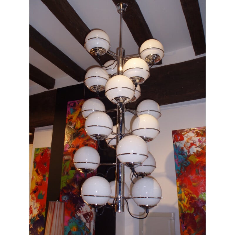 Mid century modern Italian chandelier, Targetti SANKEY - 1970s