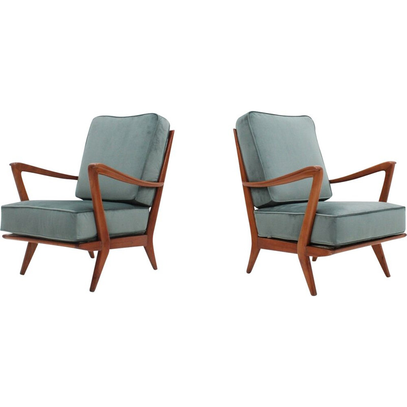 Pair of vintage Gio Ponti armchairs Cassina 1950s