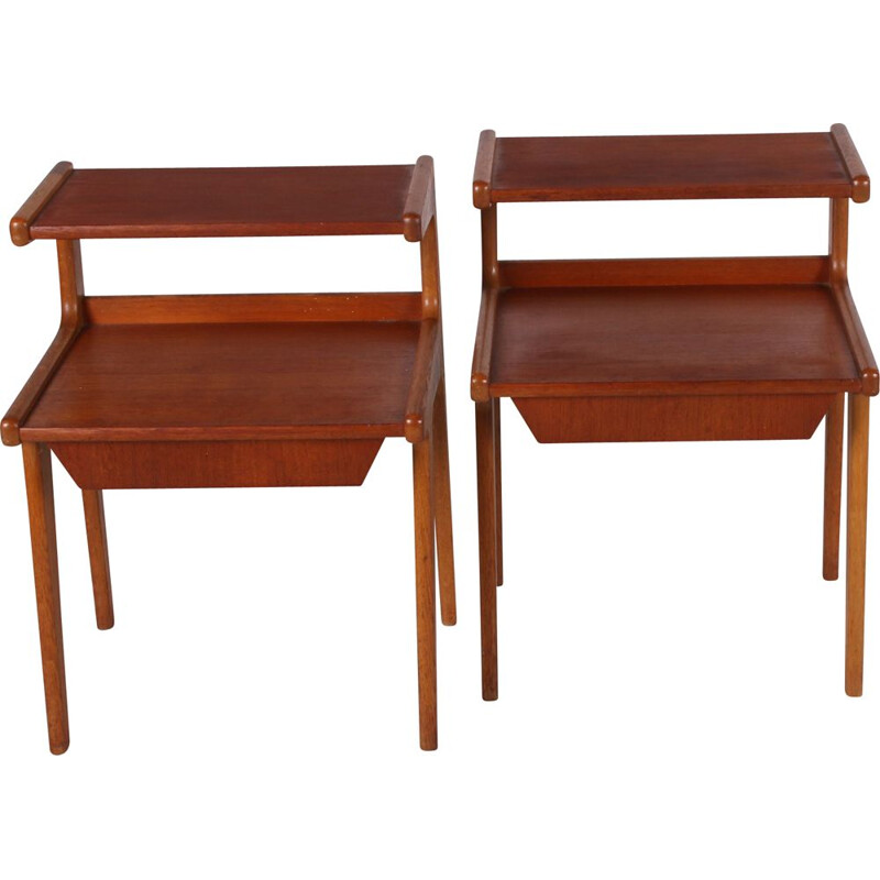 Pair of vintage teak bedside tables Danish