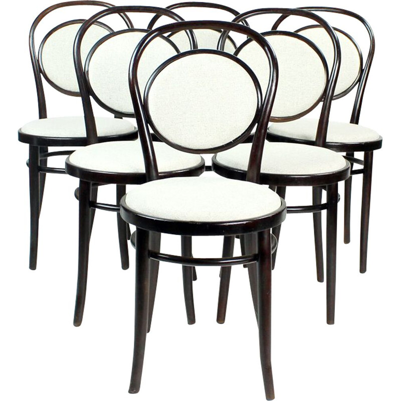 Set von 6 rumänischen Vintage-Stühlen aus gebogenem Holz Thonet 1940